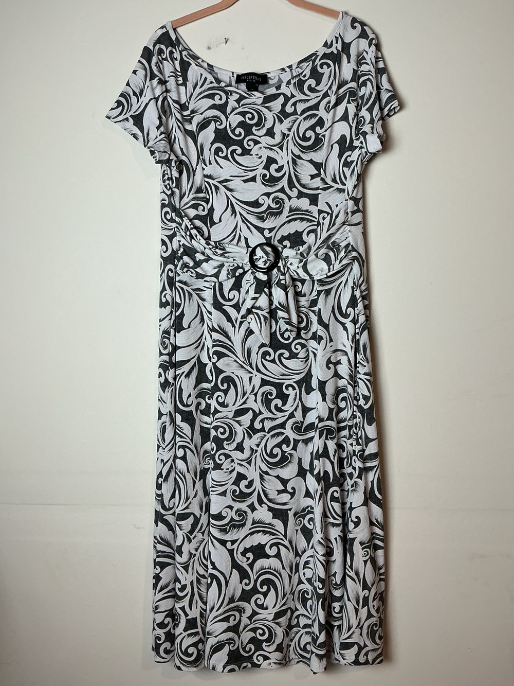 Perceptions Petite Floral Midi Scoop Neck Stretch Dress - PXL